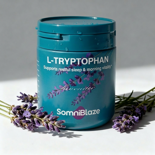 SomniBlaze L-TRYPTOPHAN 240mg 30 Capsules Supports a clam mood &healthy skin appearance& sleep support L-Tryptophan ,  Folic Acid , Vitamin B3 , Vitamin B6  Non-GMO, Gluten Free Supplement